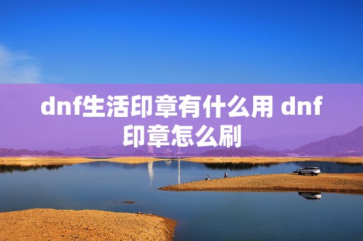 dnf生活印章有什么用 dnf印章怎么刷