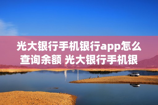 光大银行手机银行app怎么查询余额 光大银行手机银行app怎么查询余额明细