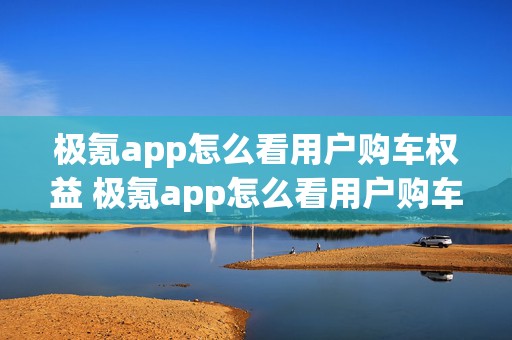 极氪app怎么看用户购车权益 极氪app怎么看用户购车权益信息