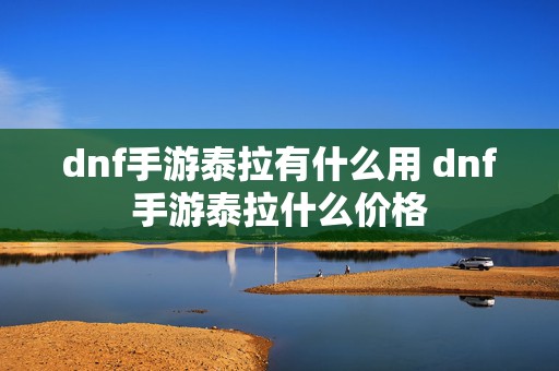 dnf手游泰拉有什么用 dnf手游泰拉什么价格