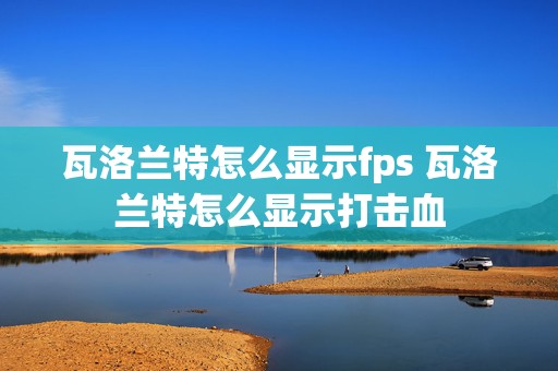 瓦洛兰特怎么显示fps 瓦洛兰特怎么显示打击血