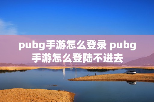 pubg手游怎么登录 pubg手游怎么登陆不进去