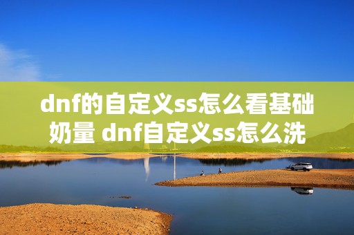 dnf的自定义ss怎么看基础奶量 dnf自定义ss怎么洗