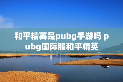 和平精英是pubg手游吗 pubg国际服和平精英