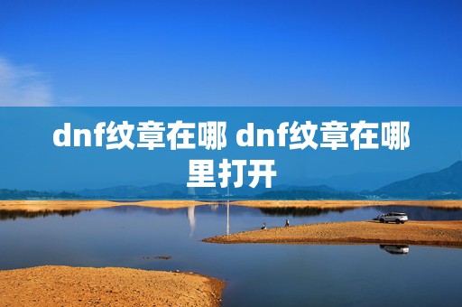 dnf纹章在哪 dnf纹章在哪里打开