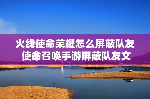 火线使命荣耀怎么屏蔽队友 使命召唤手游屏蔽队友文字教程