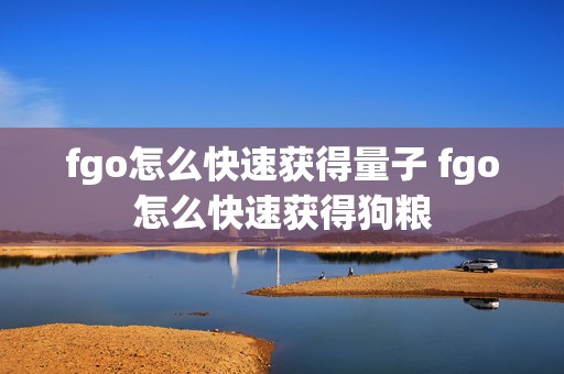 fgo怎么快速获得量子 fgo怎么快速获得狗粮