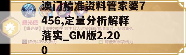 澳门精准资料管家婆7456,定量分析解释落实_GM版2.200